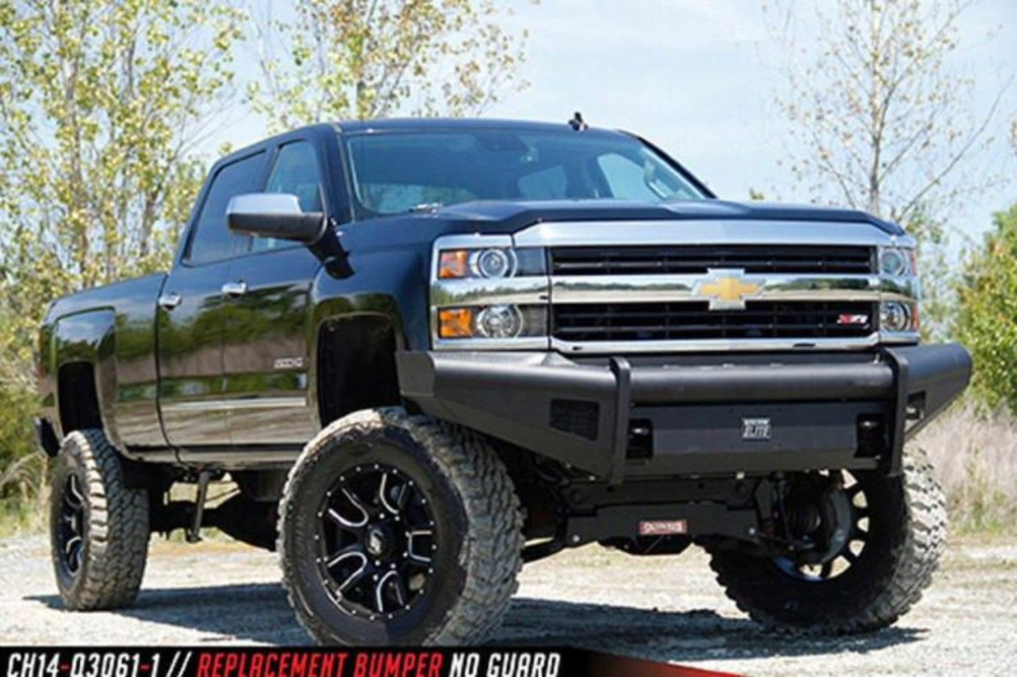 Fab Fours CH14-Q3061-1 Chevy Silverado 2500/3500 2015-2019 Black Steel Elite Front Bumper No Guard with Tow Hooks