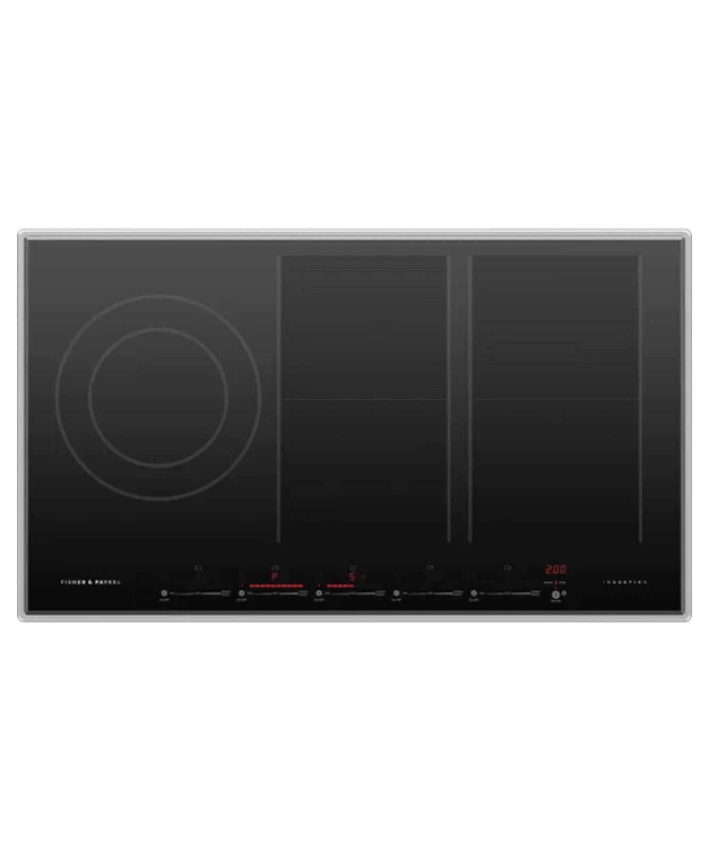 Fisher Paykel 36" Series 7 5 Zone Induction Cooktop, 2 Smart Zones Black Glass - CI365PTX4
