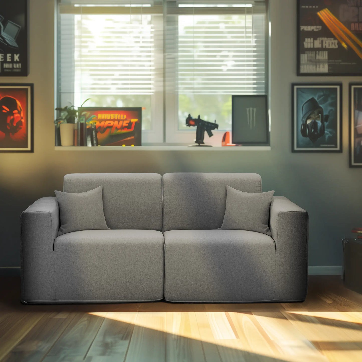 Deko Living 2 Piece Seating Gray Compressed Foam Sectional Sofa  - CIF50017SET
