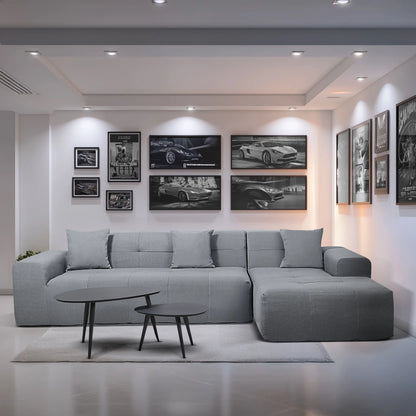 Deko Living 3 Piece Gray Compressed Foam Sectional Sofa Lounger and Table Set  - CIF50018