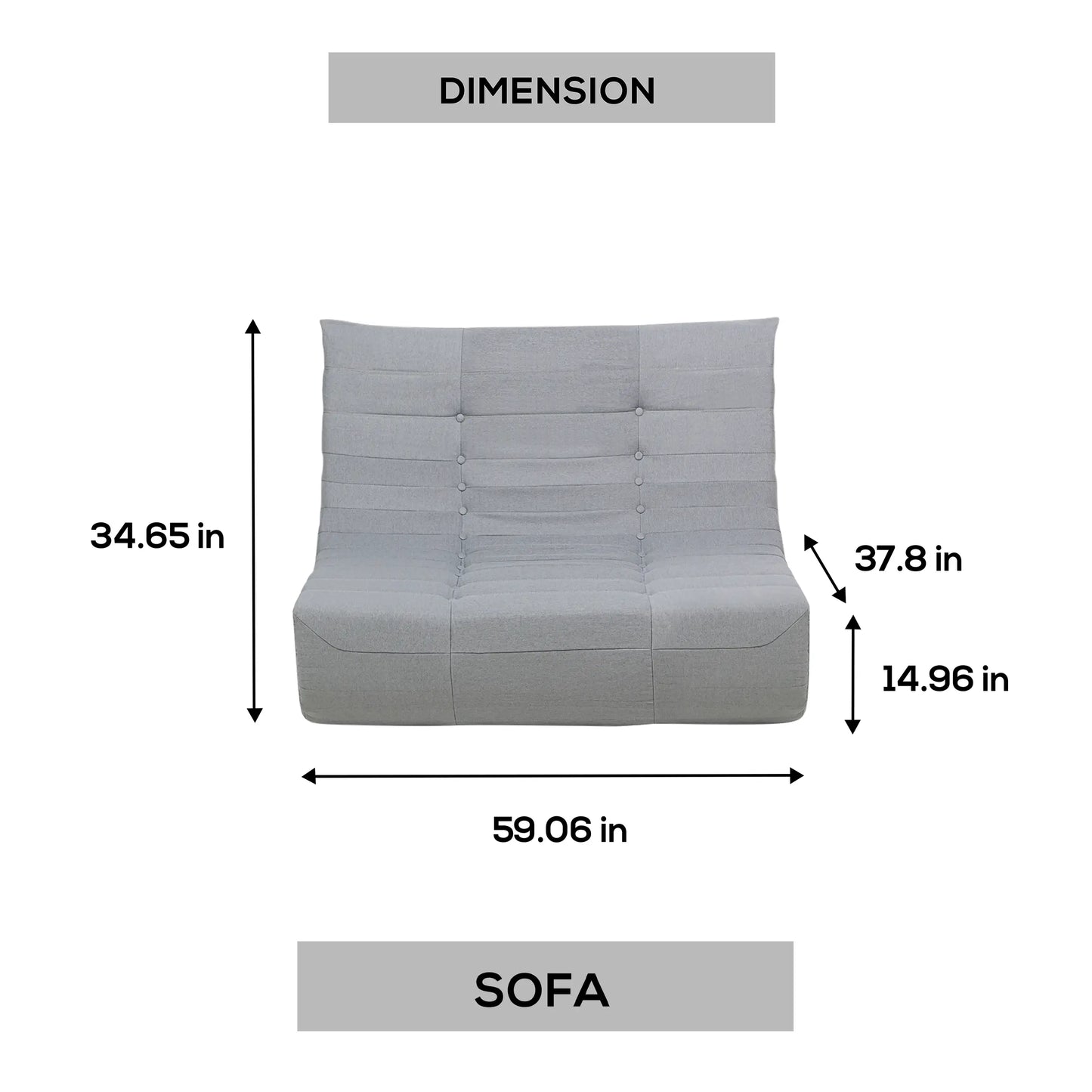 Deko Living Gray Compressed Foam Sofa  - CIF50019SOF