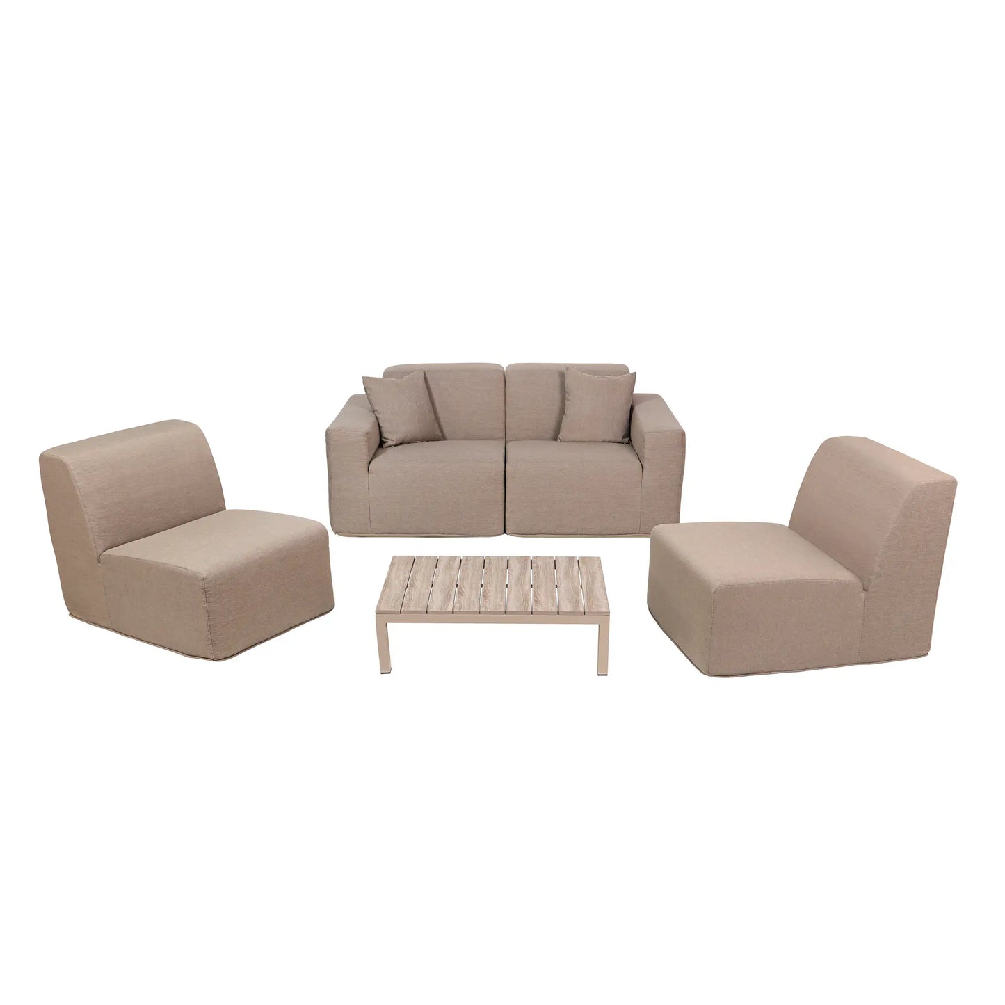 Deko Living 4 PieceSeating Brown Compressed Foam Sectional Sofa and Ottoman Set  - CIF50117