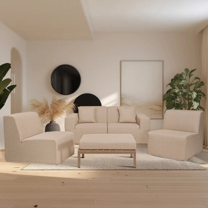 Deko Living 4 PieceSeating Brown Compressed Foam Sectional Sofa and Ottoman Set  - CIF50117