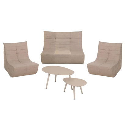 Deko Living 5 Piece Brown Compressed Foam Loveseat Sofa Chairs and Table Set  - CIF50119