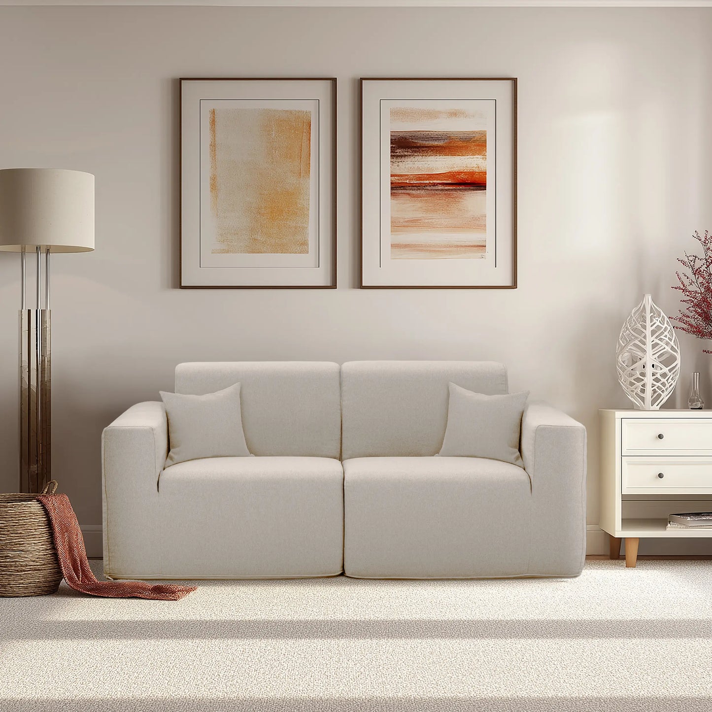 Deko Living 2 Piece Seating Beige Compressed Foam Sectional Sofa  - CIF50217SET