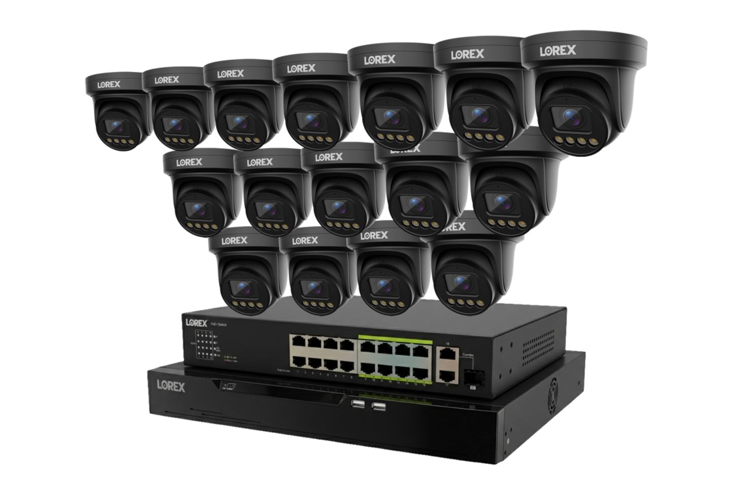 Lorex Connect X Series 4K 32-Channel Wired NVR System with X3 Turret Security Cameras - 8TB - CNX3-TB16-32CH8T