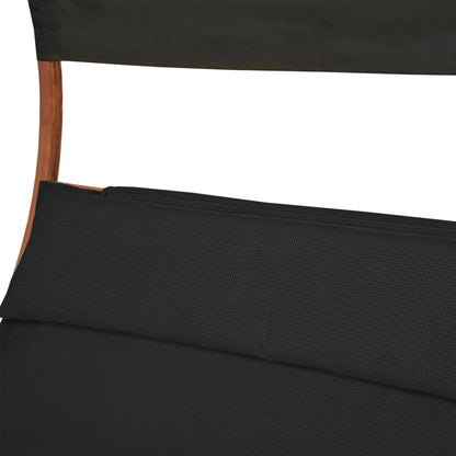 Deko Living Outdoor Cedar Wood Patio Lounge Daybed with Black Textilene Fabric & Canopy - COP20205BLK