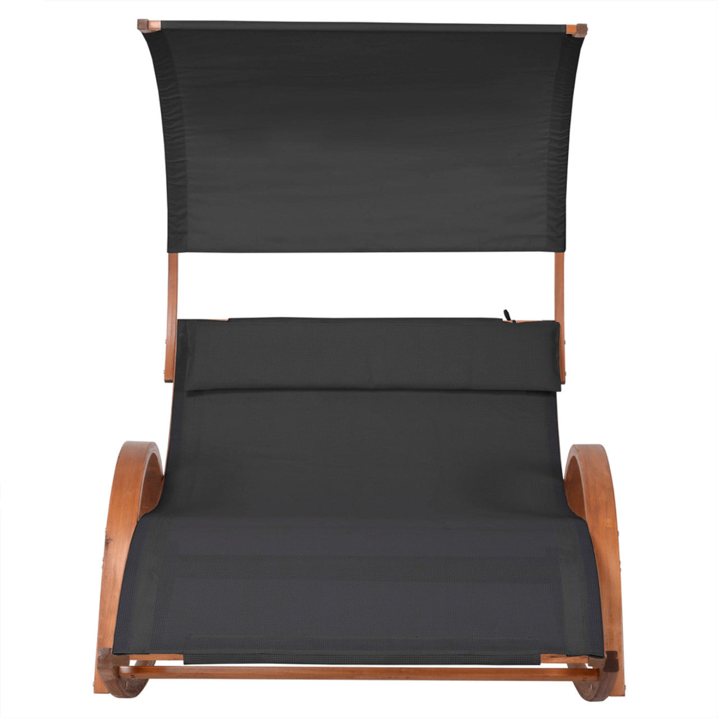 Deko Living Outdoor Cedar Wood Patio Lounge Daybed with Black Textilene Fabric & Canopy - COP20205BLK