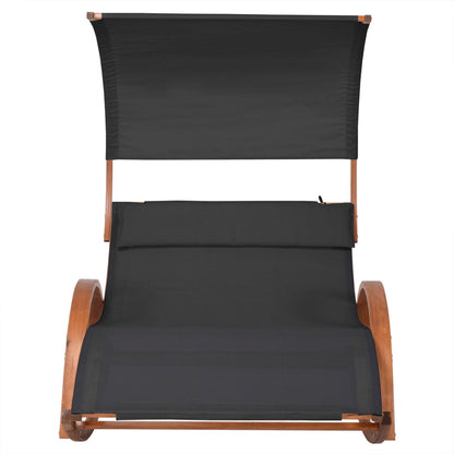 Deko Living Outdoor Cedar Wood Patio Lounge Daybed with Black Textilene Fabric & Canopy - COP20205BLK