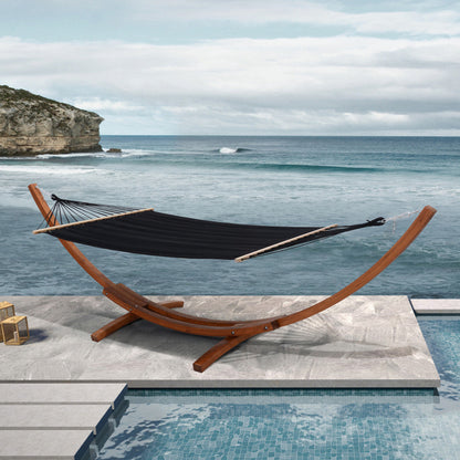 Deko Living Outdoor Cedar Wood Hammock with Black Textilene Fabric  - COP20208BLK