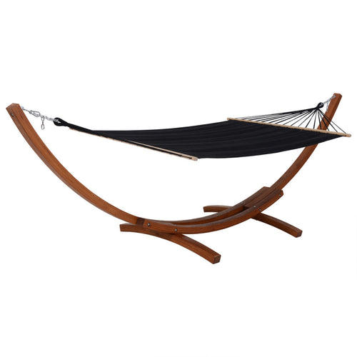 Deko Living Outdoor Cedar Wood Hammock with Black Textilene Fabric  - COP20208BLK