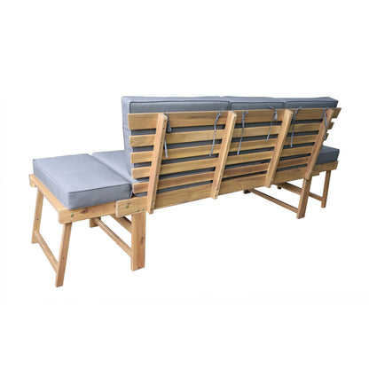 Deko Living Outdoor Acacia Wood Patio Bench/Lounge with Fold Down Center Table & Side Panels  - COP20209