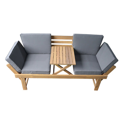 Deko Living Outdoor Acacia Wood Patio Bench/Lounge with Fold Down Center Table & Side Panels  - COP20209