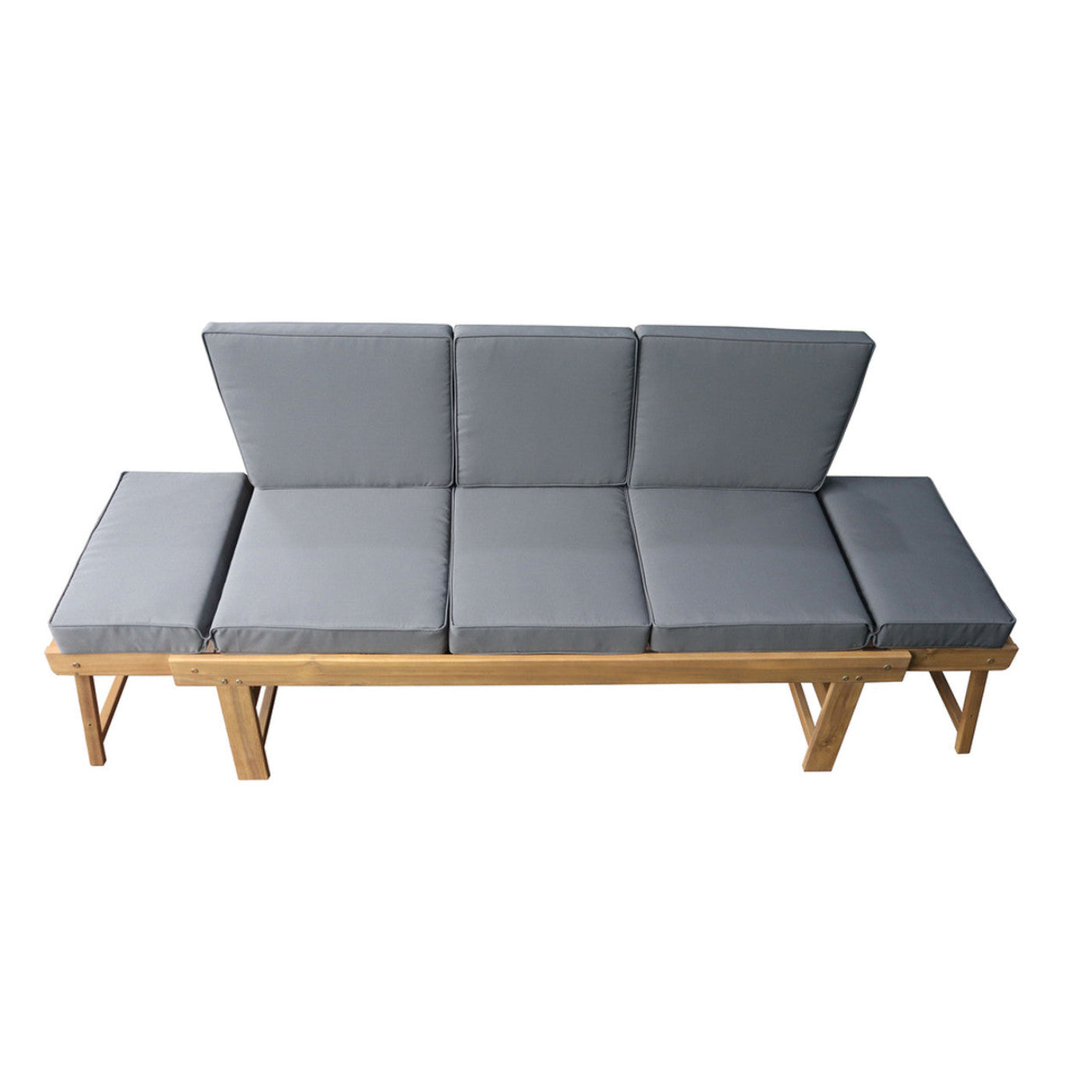 Deko Living Outdoor Acacia Wood Patio Bench/Lounge with Fold Down Center Table & Side Panels  - COP20209
