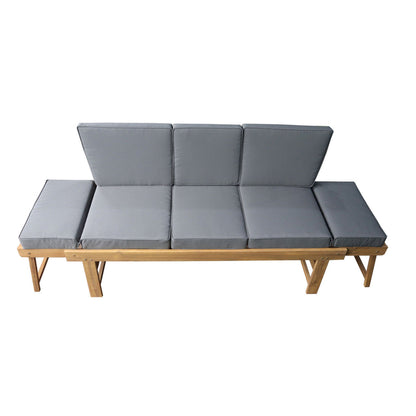 Deko Living Outdoor Acacia Wood Patio Bench/Lounge with Fold Down Center Table & Side Panels  - COP20209