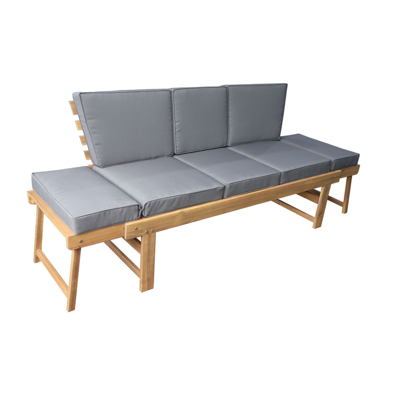 Deko Living Outdoor Acacia Wood Patio Bench/Lounge with Fold Down Center Table & Side Panels  - COP20209
