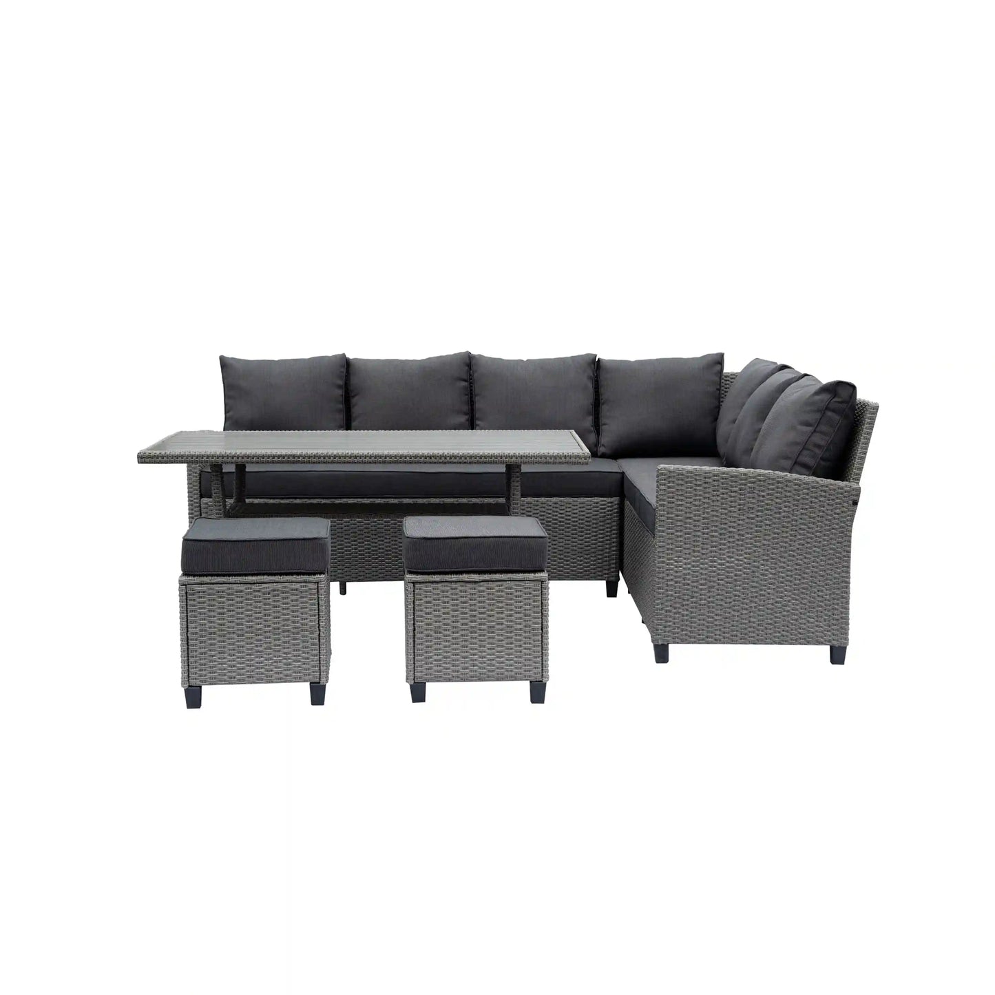 Deko Living Outdoor Wicker Patio Sectional Sofa & Ottoman Set with Table  - COP30006