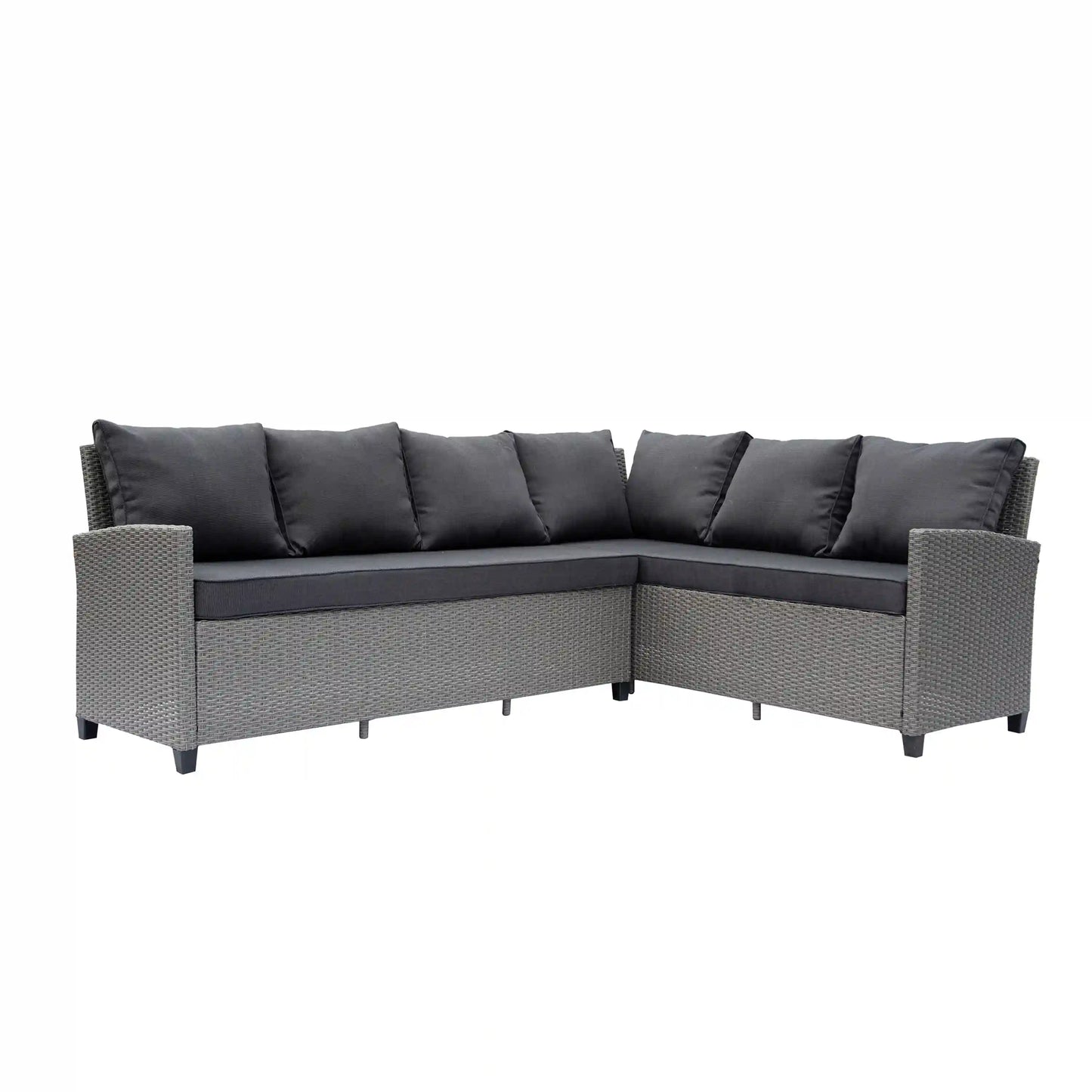 Deko Living Outdoor Wicker Patio Sectional Sofa & Ottoman Set with Table  - COP30006