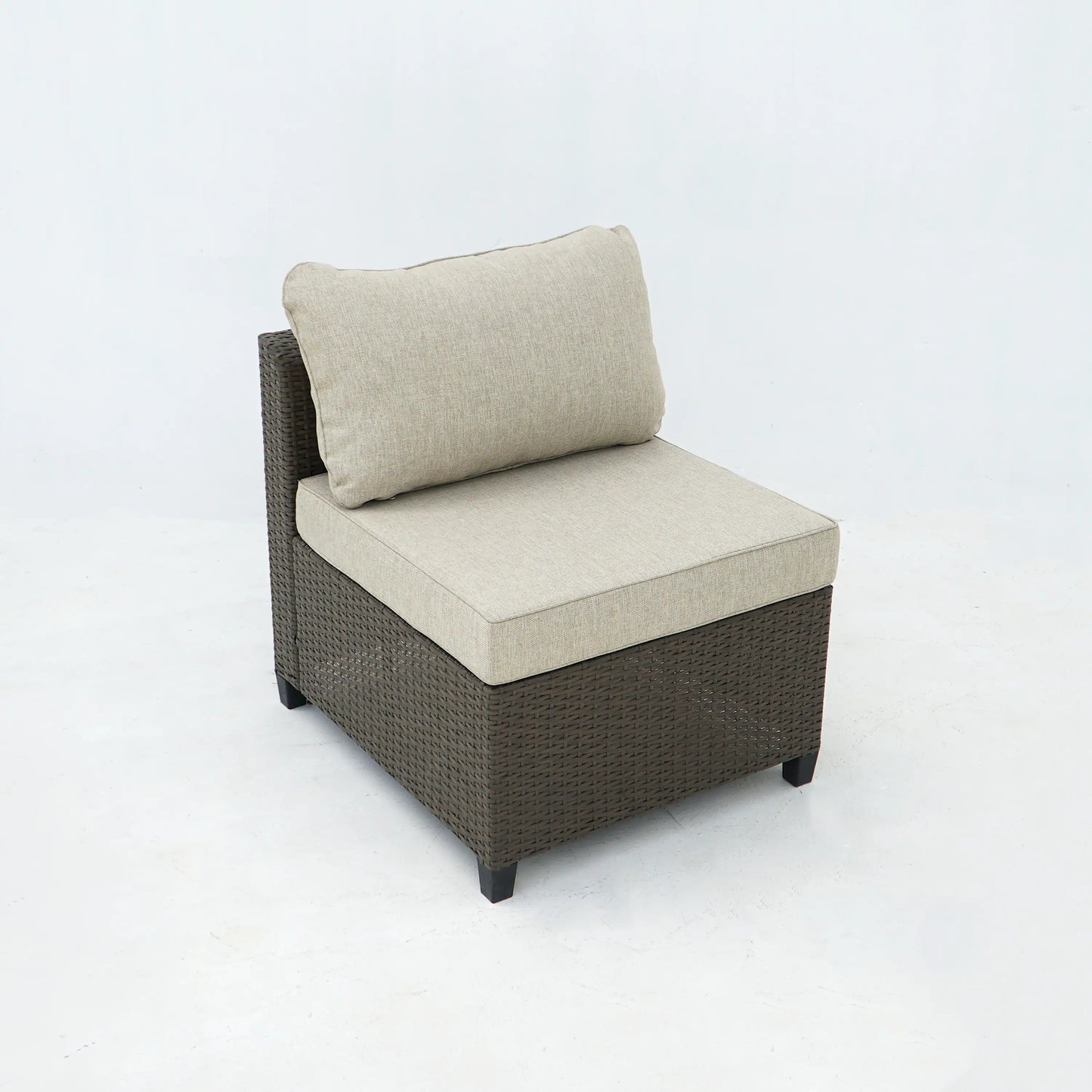 Deko Living 8 Piece Brown Outdoor Sectional Wicker Sofa Chairs and Tables  with Interchangable Beige and Red Cushion Covers  - COP30011