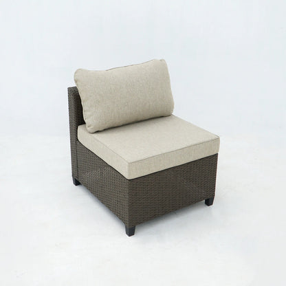 Deko Living 8 Piece Brown Outdoor Sectional Wicker Sofa Chairs and Tables  with Interchangable Beige and Red Cushion Covers  - COP30011