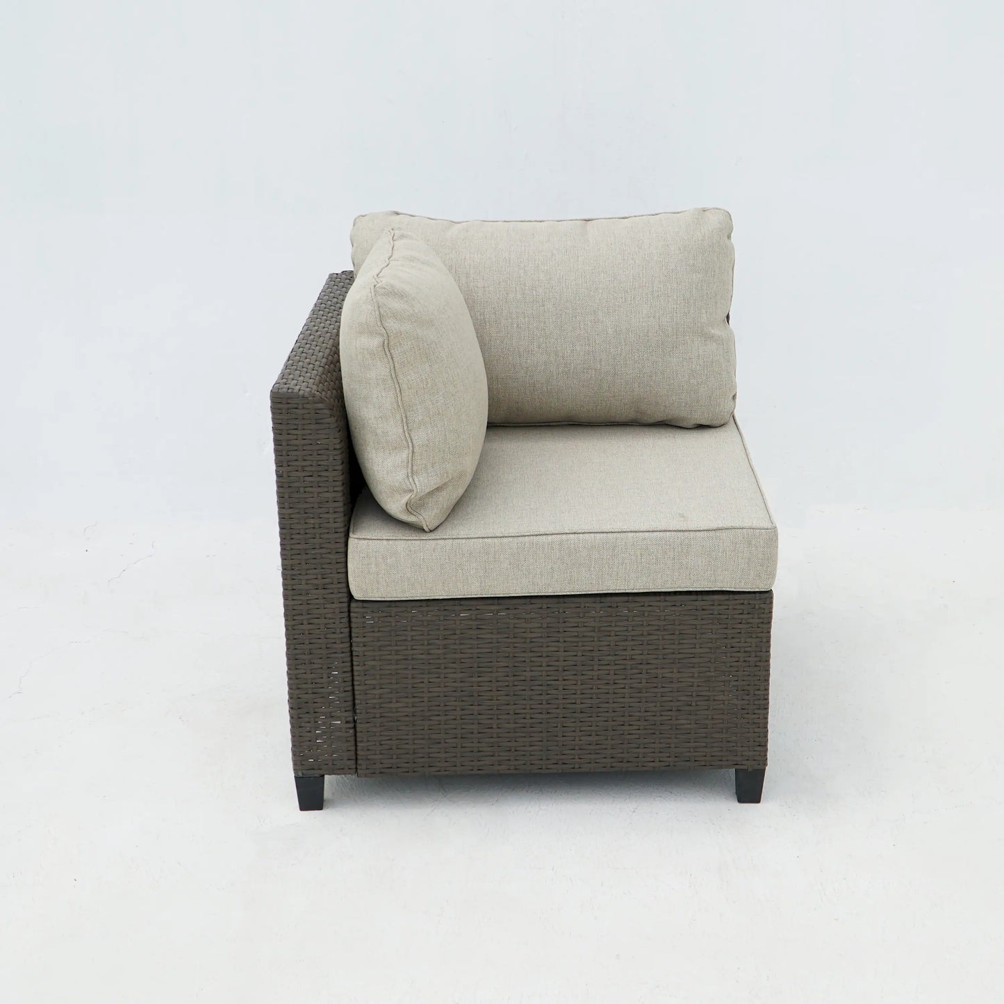 Deko Living 8 Piece Brown Outdoor Sectional Wicker Sofa Chairs and Tables  with Interchangable Beige and Red Cushion Covers  - COP30011