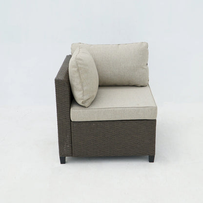 Deko Living 8 Piece Brown Outdoor Sectional Wicker Sofa Chairs and Tables  with Interchangable Beige and Red Cushion Covers  - COP30011