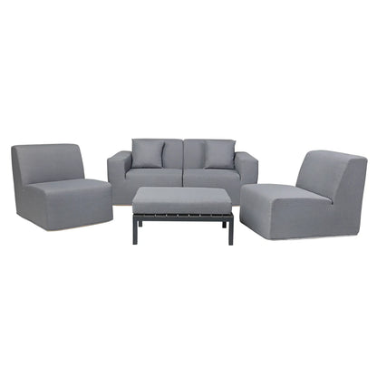 Deko Living 4 Piece Seating Gray Outdoor Compressed Foam Sectional Sofas and Ottoman Set  - COP30017