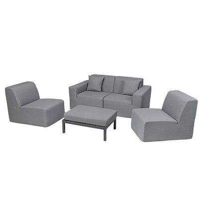 Deko Living 4 Piece Seating Gray Outdoor Compressed Foam Sectional Sofas and Ottoman Set  - COP30017