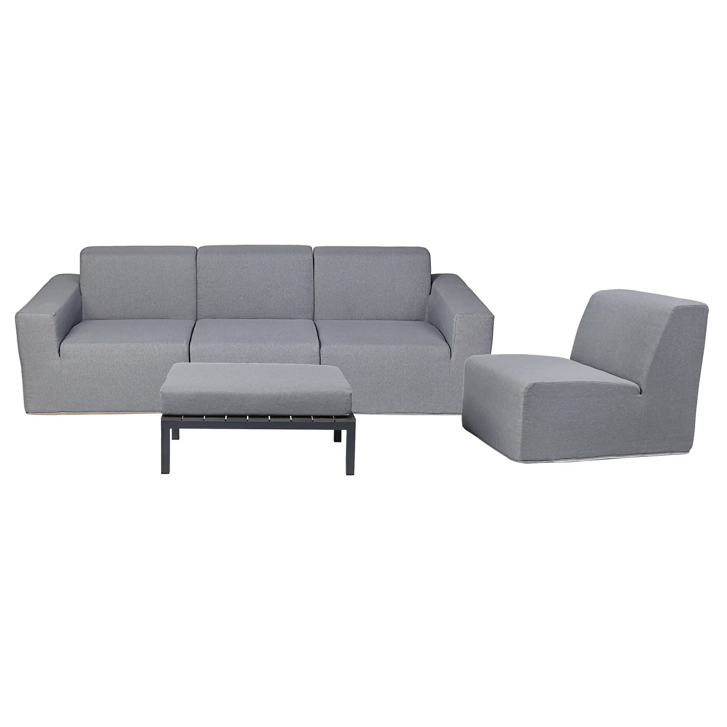 Deko Living 4 Piece Seating Gray Outdoor Compressed Foam Sectional Sofas and Ottoman Set  - COP30017