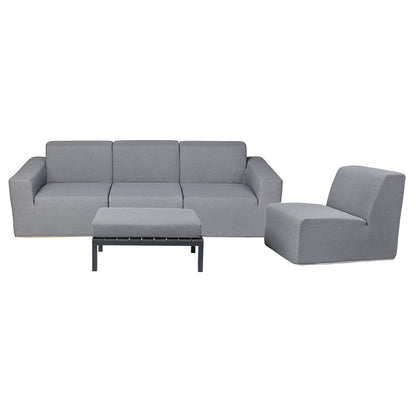 Deko Living 4 Piece Seating Gray Outdoor Compressed Foam Sectional Sofas and Ottoman Set  - COP30017