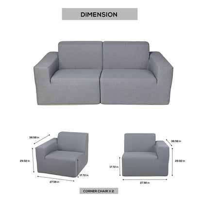 Deko Living 2 Piece Seating Gray Outdoor Compressed Foam Sectional Sofas  - COP30017SET