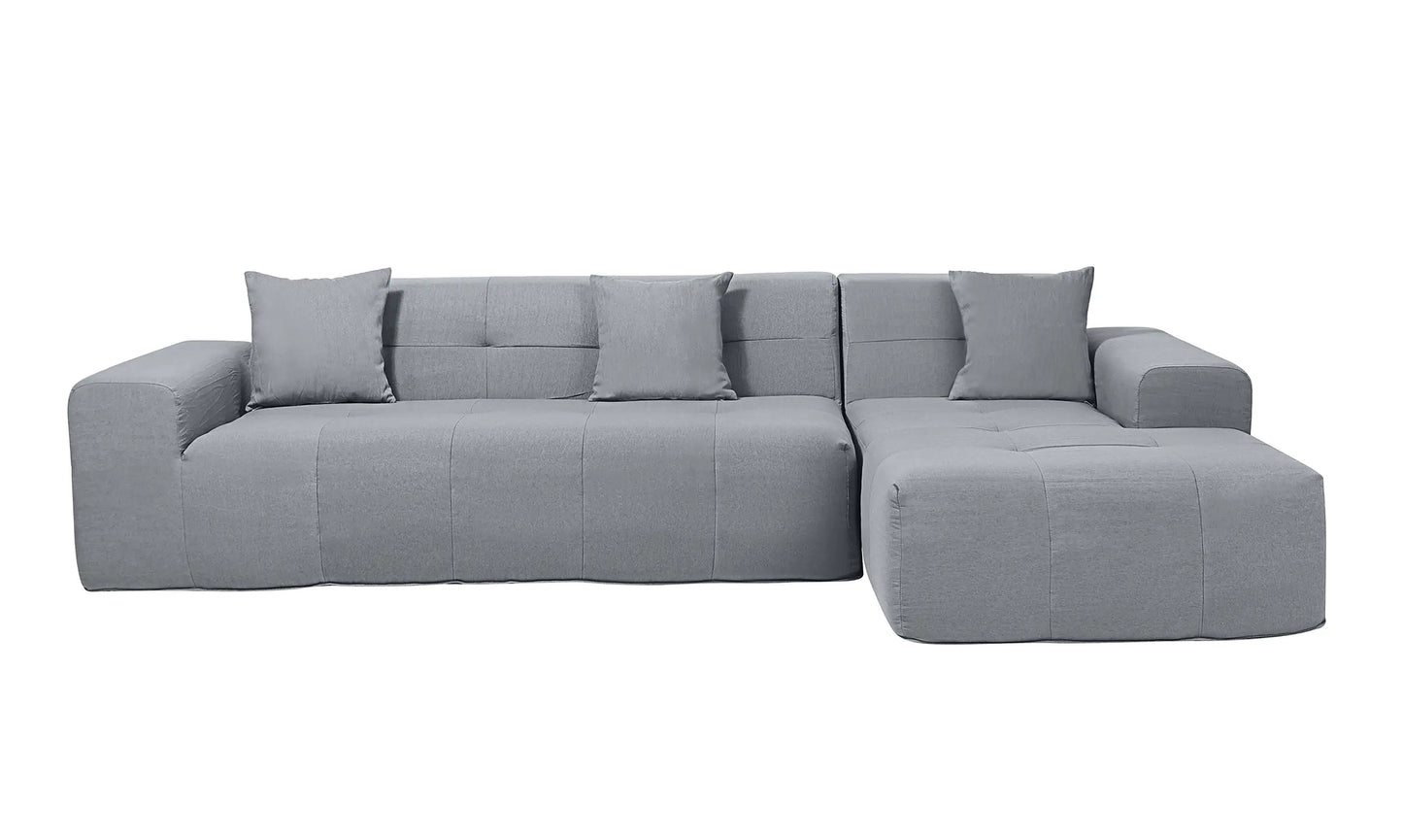 Deko Living 4 Piece Gray Outdoor Compressed Foam Sectional Sofa Lounger and Table Set  - COP30018