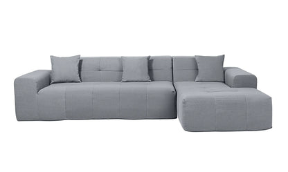 Deko Living 4 Piece Gray Outdoor Compressed Foam Sectional Sofa Lounger and Table Set  - COP30018