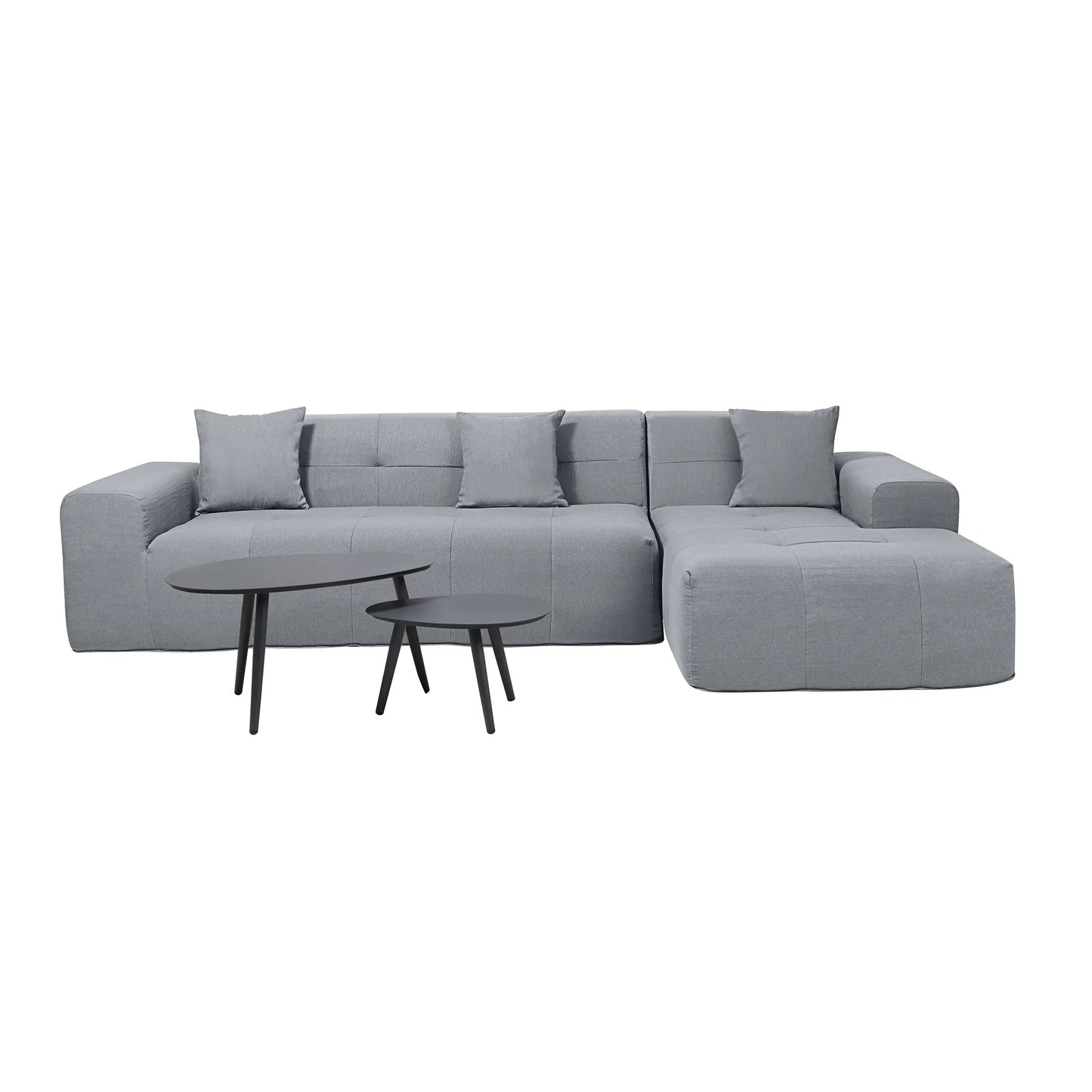 Deko Living 4 Piece Gray Outdoor Compressed Foam Sectional Sofa Lounger and Table Set  - COP30018