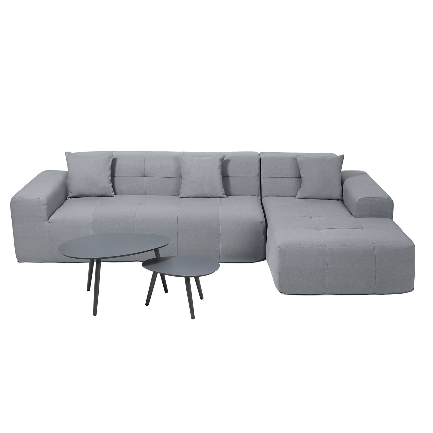 Deko Living 4 Piece Gray Outdoor Compressed Foam Sectional Sofa Lounger and Table Set  - COP30018