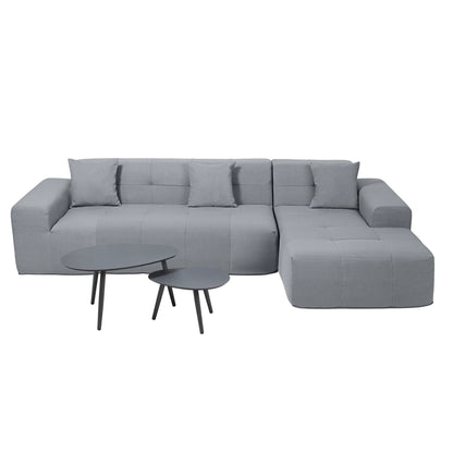 Deko Living 4 Piece Gray Outdoor Compressed Foam Sectional Sofa Lounger and Table Set  - COP30018