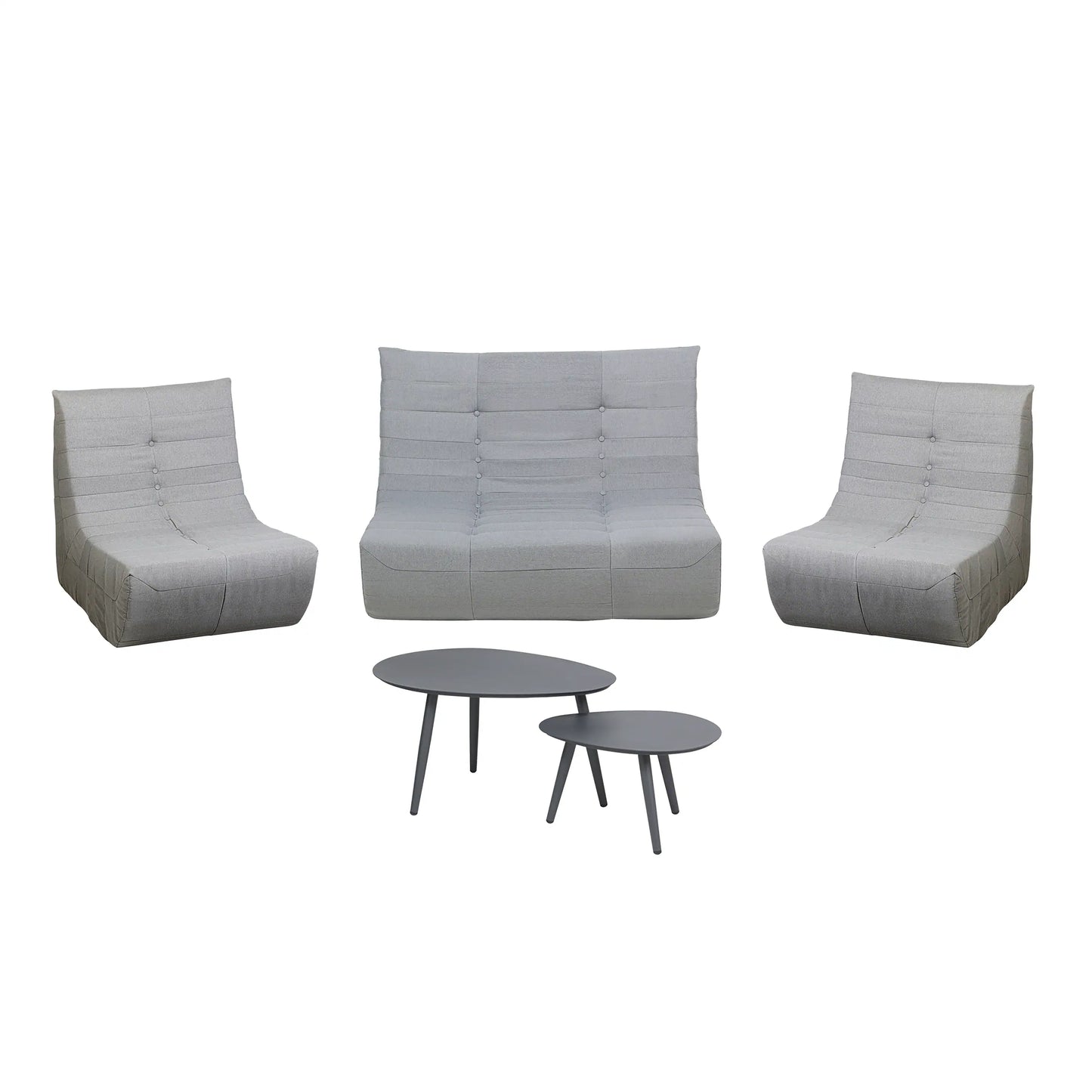 Deko Living 5 Piece Gray Outdoor Compressed Foam Loveseat Sofa Chairs and Table Set  - COP30019