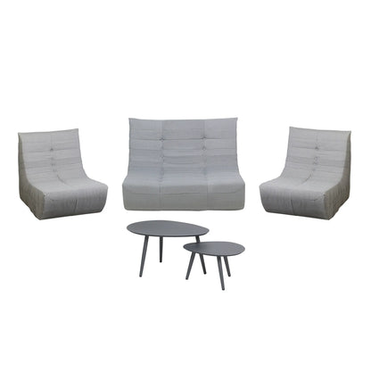 Deko Living 5 Piece Gray Outdoor Compressed Foam Loveseat Sofa Chairs and Table Set  - COP30019