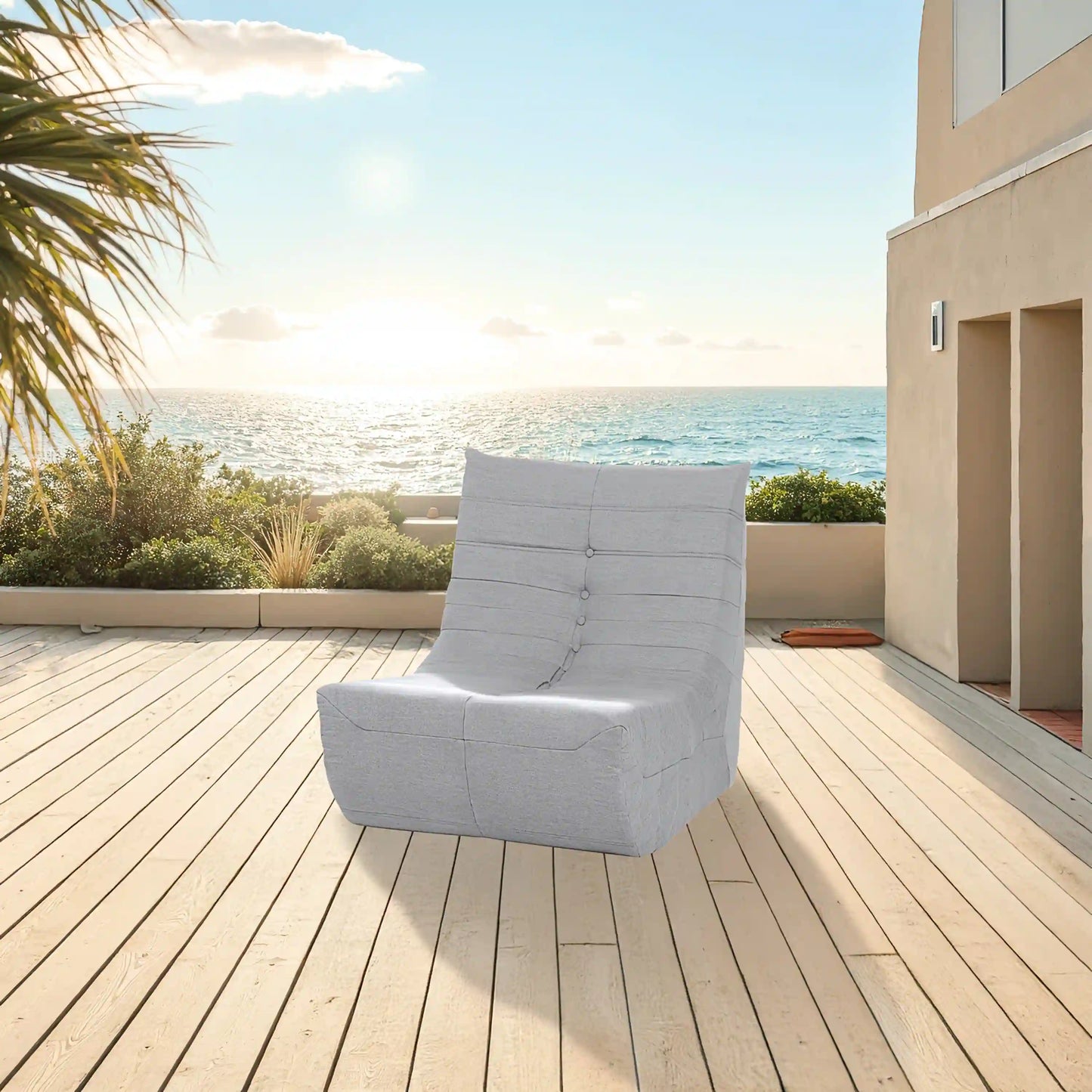 Deko Living 5 Piece Gray Outdoor Compressed Foam Loveseat Sofa Chairs and Table Set  - COP30019