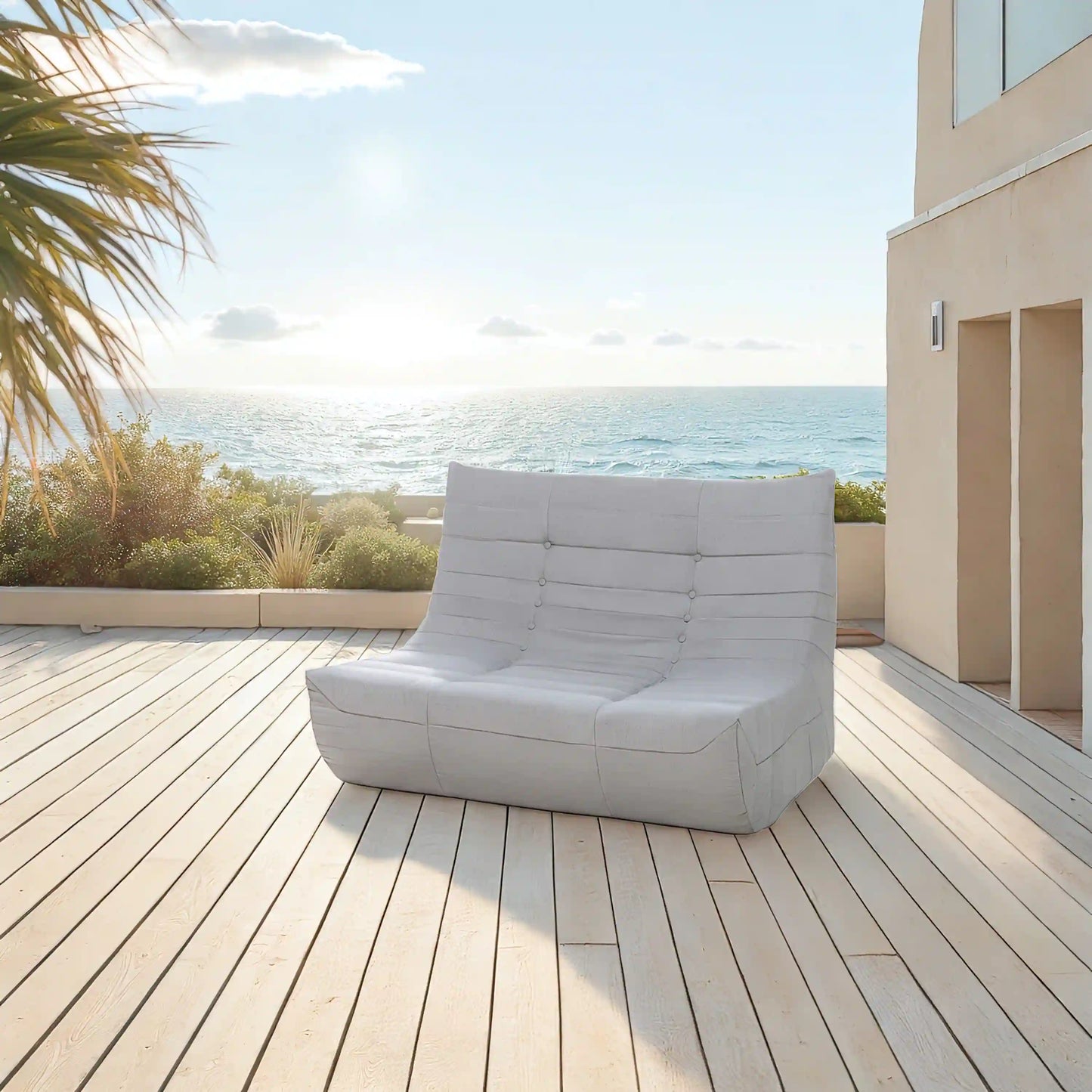Deko Living 5 Piece Gray Outdoor Compressed Foam Loveseat Sofa Chairs and Table Set  - COP30019