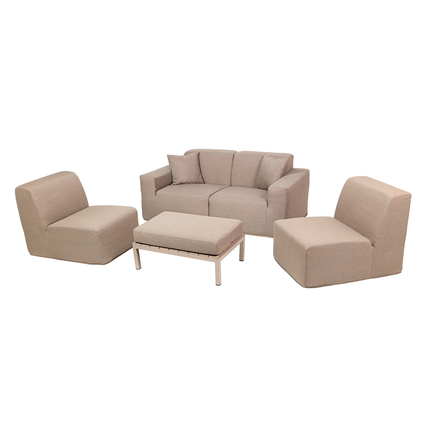 Deko Living 4 Piece Seating Brown Outdoor Compressed Foam Sectional Sofas and Ottoman Set  - COP30117