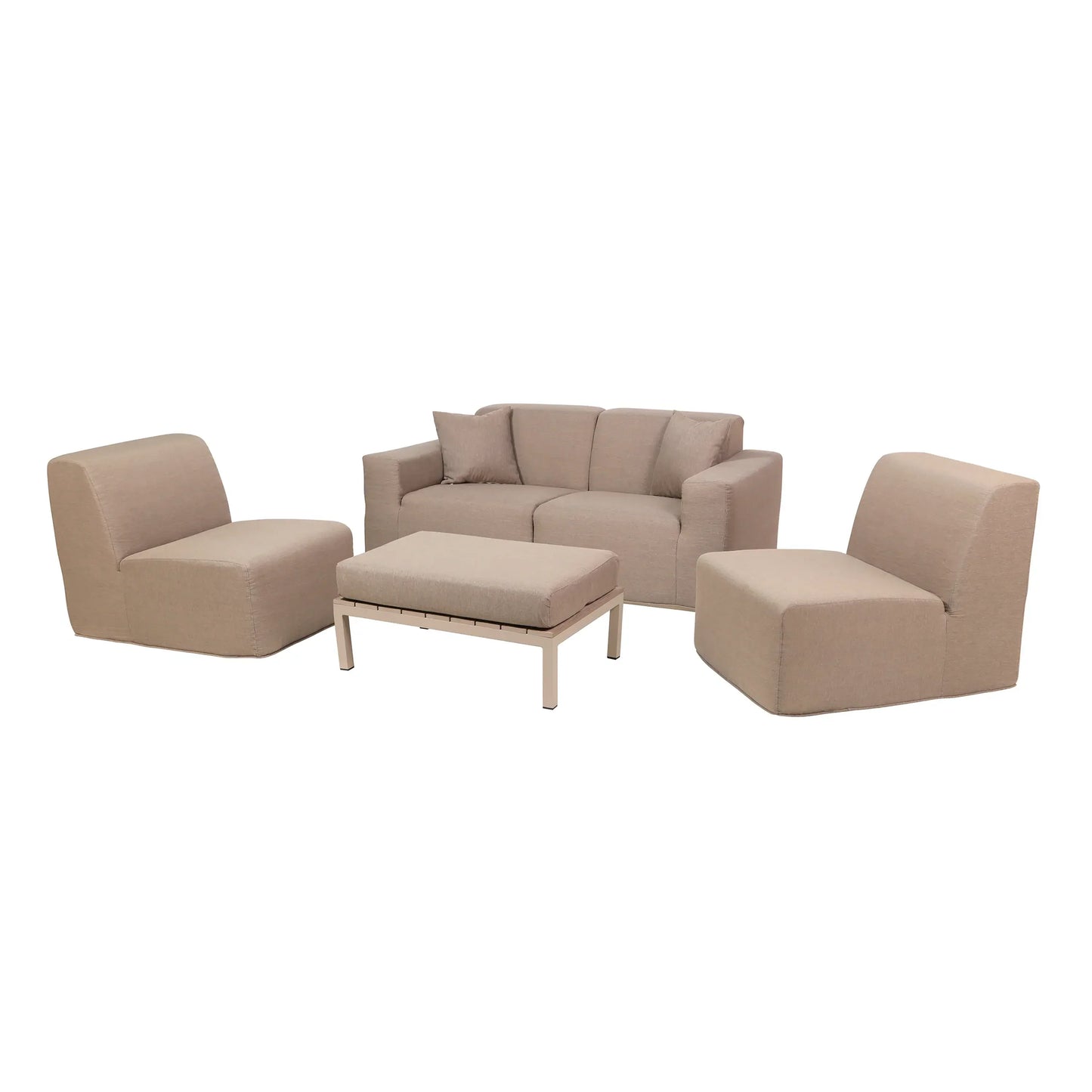 Deko Living 4 Piece Seating Brown Outdoor Compressed Foam Sectional Sofas and Ottoman Set  - COP30117