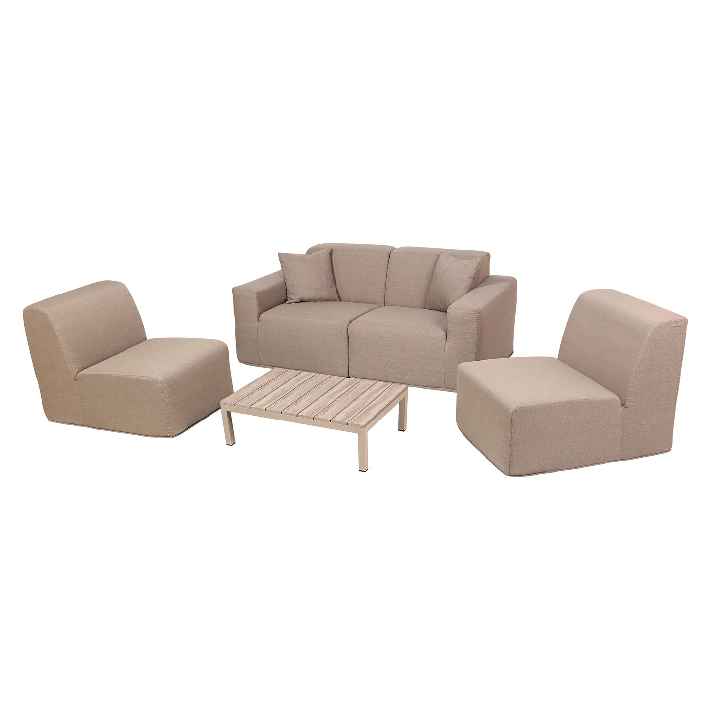 Deko Living 4 Piece Seating Brown Outdoor Compressed Foam Sectional Sofas and Ottoman Set  - COP30117