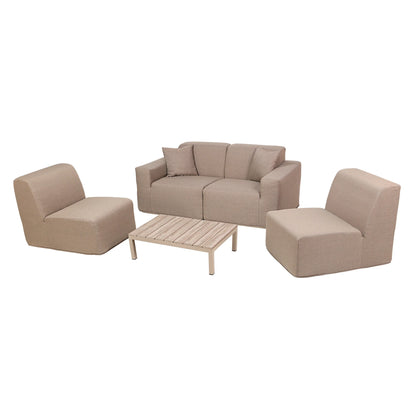 Deko Living 4 Piece Seating Brown Outdoor Compressed Foam Sectional Sofas and Ottoman Set  - COP30117