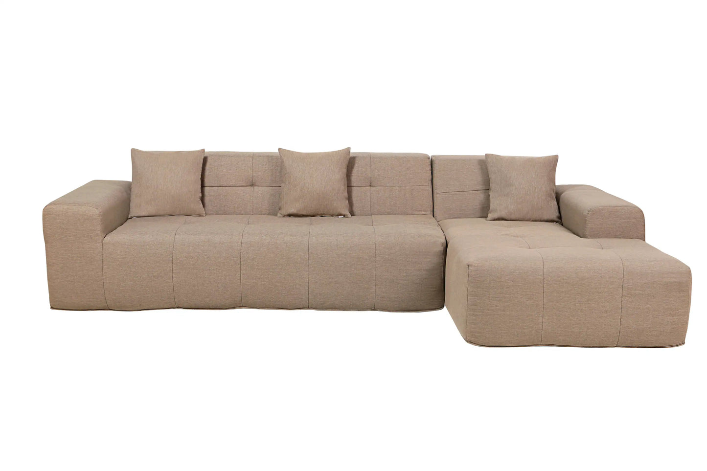 Deko Living 4 Piece Brown Outdoor Compressed Foam Sectional Sofa Lounger and Table Set  - COP30118