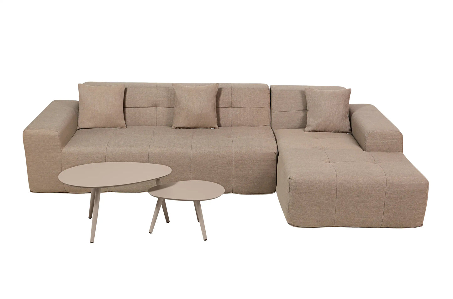 Deko Living 4 Piece Brown Outdoor Compressed Foam Sectional Sofa Lounger and Table Set  - COP30118