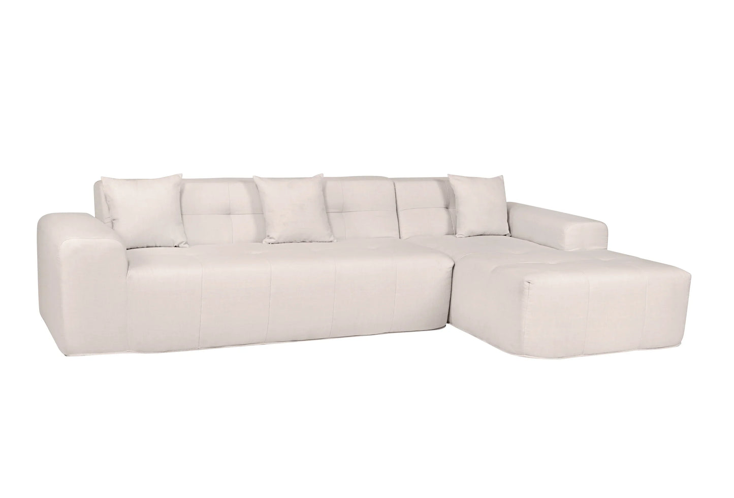Deko Living 4 Piece Beige Outdoor Compressed Foam Sectional Sofa Lounger and Table Set  - COP30218