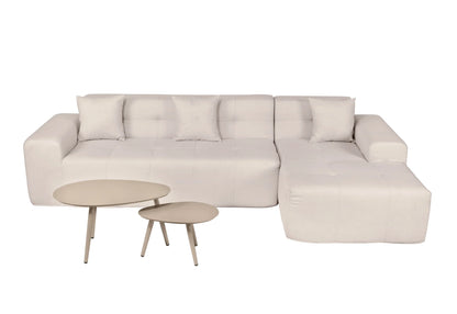 Deko Living 4 Piece Beige Outdoor Compressed Foam Sectional Sofa Lounger and Table Set  - COP30218