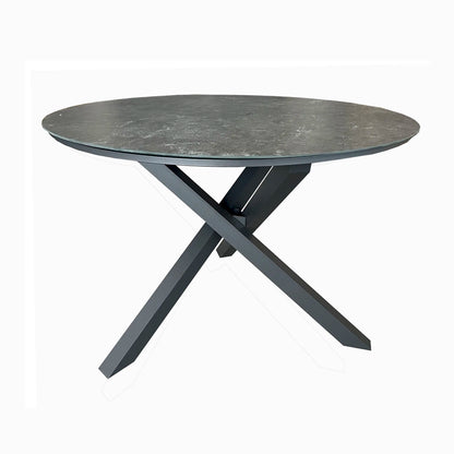 Deko Living 4 Piece Seating Grey Outdoor Aluminum Round Patio Dining Table and Stackable Chairs Set  - COP30704