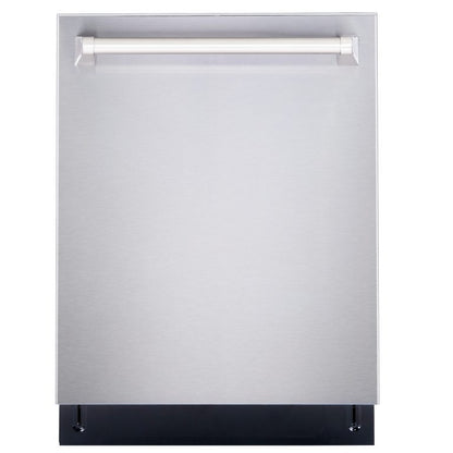 Cosmo Cosmo 4 Piece Kitchen Appliance Packages with 36" Freestanding Gas Range 36" Wall Mount Range Hood 24" Built-in Integrated Dishwasher & French Door Refrigerator